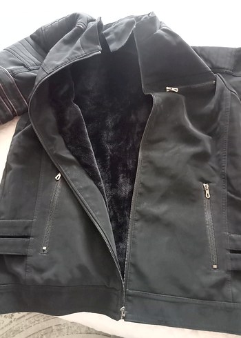 Siyah Hakiki Deri Erkek Mont - Görsel 3