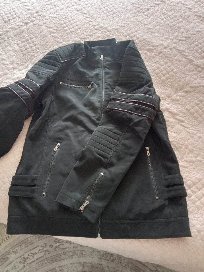 Siyah Hakiki Deri Erkek Mont - Görsel 2