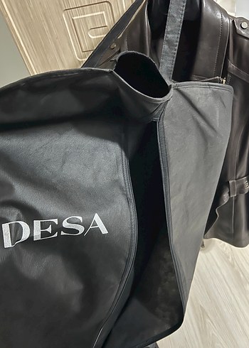 Kahverengi Hakiki Deri Kemerli Biker Ceket - Görsel 9