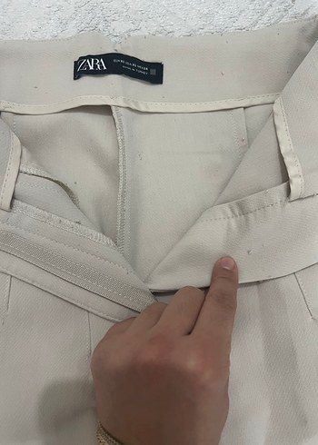 Bej Kadın Midi Pamuk Kumaş Pantolon - Görsel 2