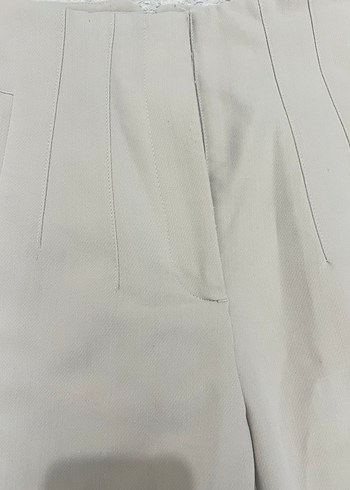 Bej Kadın Midi Pamuk Kumaş Pantolon - Görsel 3