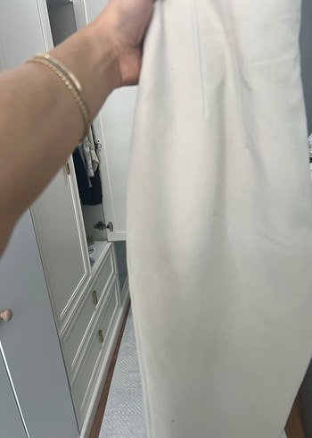 Bej Kadın Midi Pamuk Kumaş Pantolon - Görsel 4