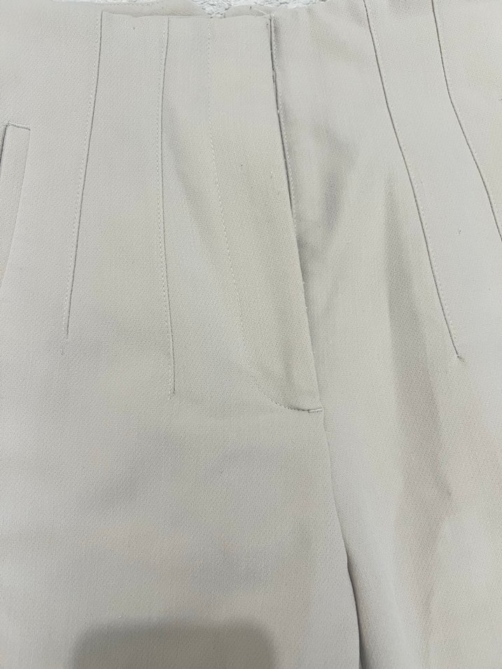 Bej Kadın Midi Pamuk Kumaş Pantolon - Görsel 3