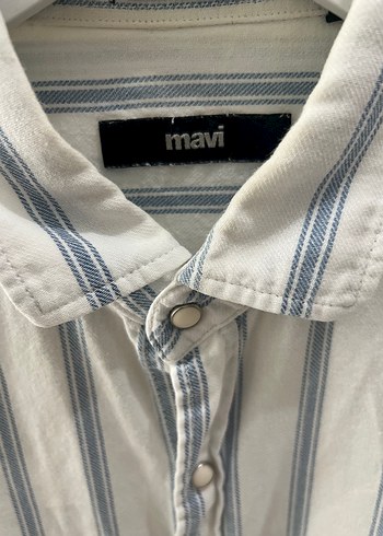 Çizgili Gri Beyaz Erkek Keten Gömlek - Görsel 3