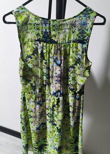 Vero Moda Dantel Detaylı Yeşil Batik Midi Elbise