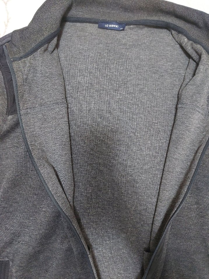 Gri Fermuarlı Yüksek Yaka Erkek Sweatshirt - Görsel 5