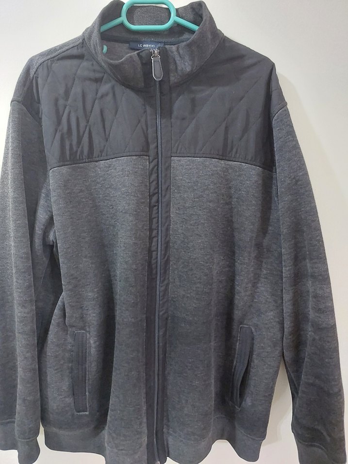 Gri Fermuarlı Yüksek Yaka Erkek Sweatshirt - Görsel 2