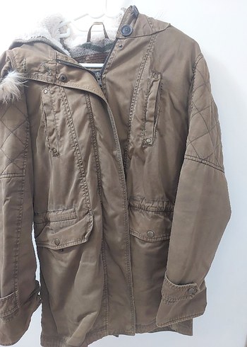 Bej Fermuarlı Kadın Midi Ceket - Görsel 3