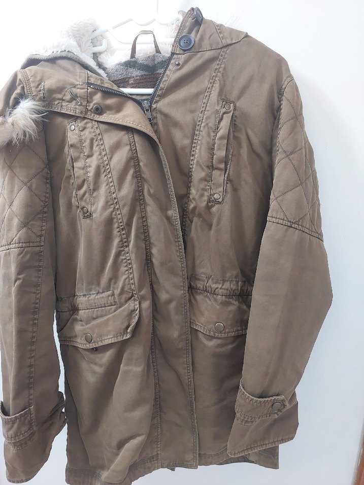 Bej Fermuarlı Kadın Midi Ceket - Görsel 3