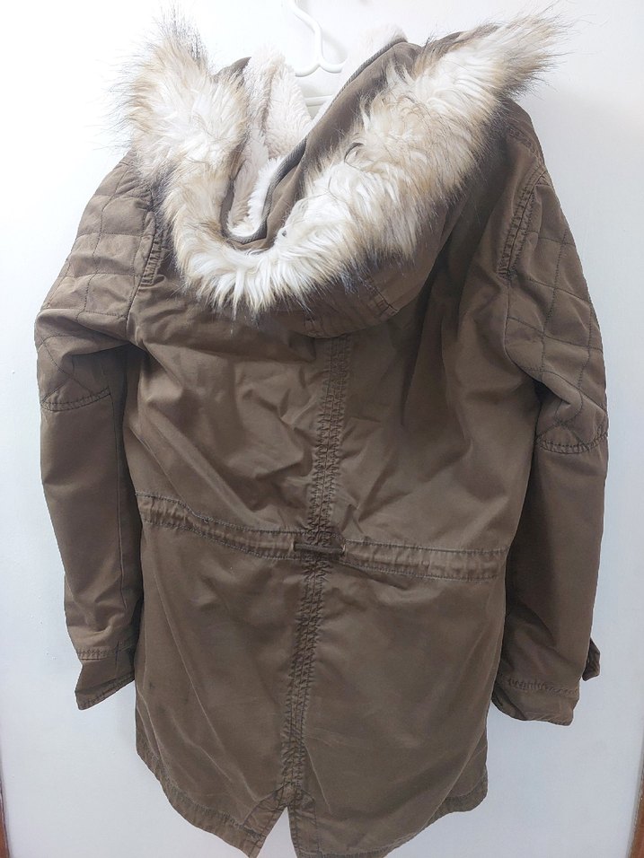 Bej Fermuarlı Kadın Midi Ceket - Görsel 4