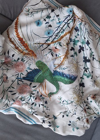 Zara Nakışlı Beyaz Bohem Kadın Ceket