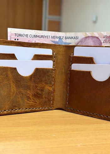 Hakiki deri el yapımı cüzdan