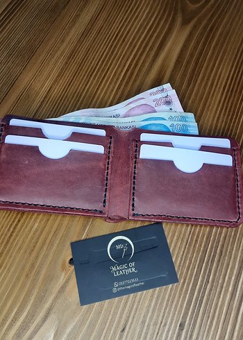 Bordo Hakiki Deri Erkek Cüzdanı - Görsel 5