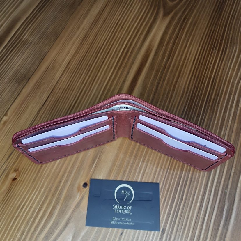Bordo Hakiki Deri Erkek Cüzdanı - Görsel 4