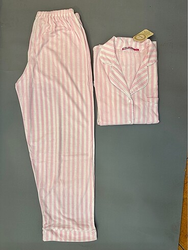 xl Beden pembe Renk Pijama takım önden düğmeli
