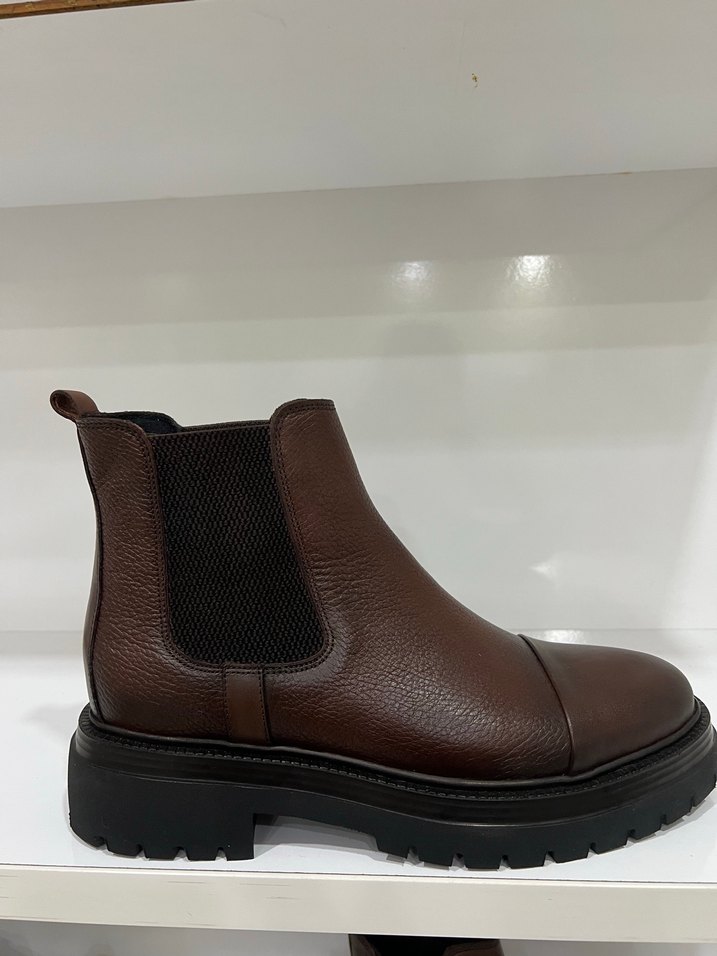 Kahverengi Deri Platform Topuklu Erkek Bot - Görsel 2