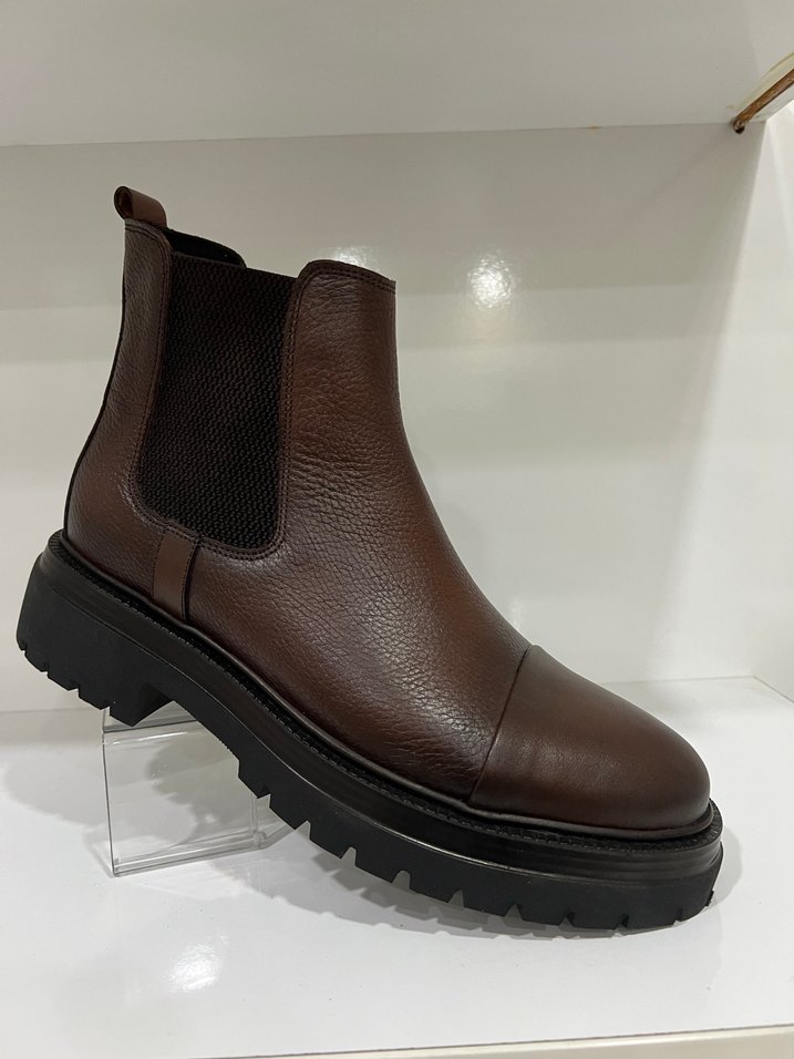 Kahverengi Deri Platform Topuklu Erkek Bot - Görsel 3