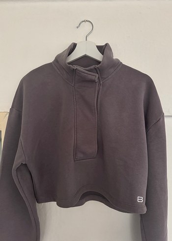 xs Beden gri Renk Beyyoğlu Butik Yüksek Yakalı Yumuşak Füme Kadın Sweatshirt