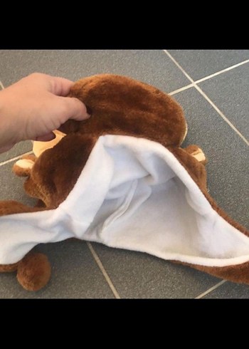 8-12 Yaş, 23 cm Beden kahverengi Renk Kahverengi Peluş Geyik Çocuk Bere