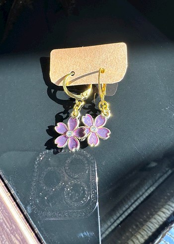 Lila Mini Çiçek Küpeler