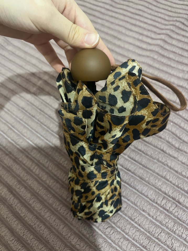 Kahverengi Leopar Desenli Kadın Şemsiye - Görsel 2