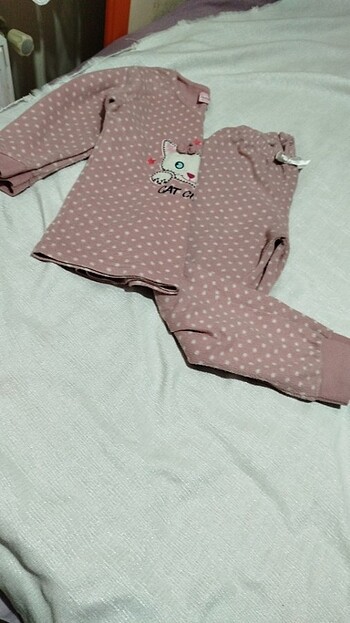 7 Yaş Beden pembe Renk Polar çocuk pijama takımı7. 8yaş