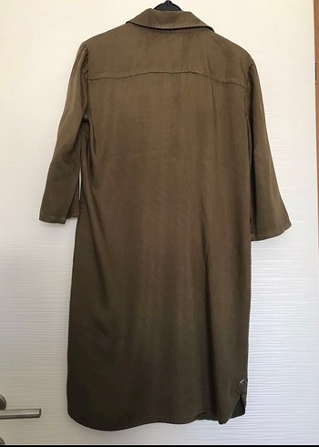 Kadın Haki Keten Midi Elbise - Görsel 2