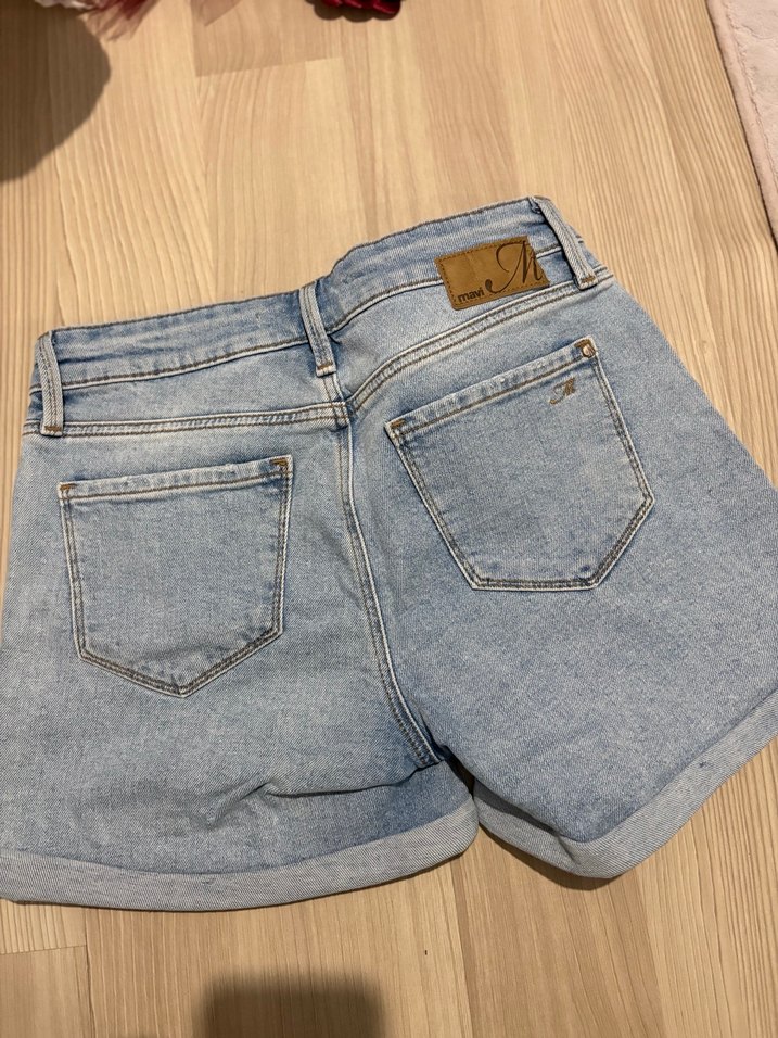 Kadın Kısa Mavi Denim Şort - Görsel 5