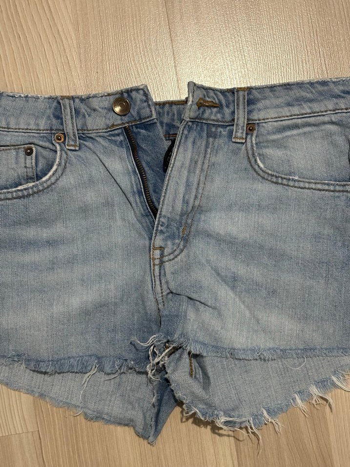 Düğmeli Mavi Mini Denim Şort - Görsel 3