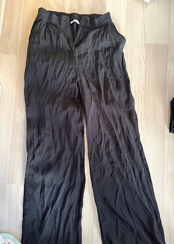 Siyah ince kumaş keten  pantolon - Görsel 2