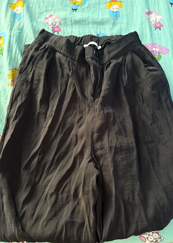 Siyah ince kumaş keten  pantolon - Görsel 6