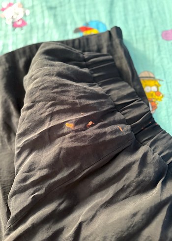 Siyah ince kumaş keten  pantolon - Görsel 4