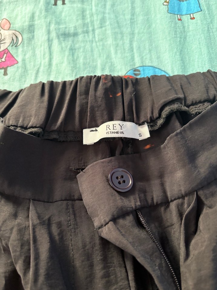 Siyah ince kumaş keten  pantolon - Görsel 5