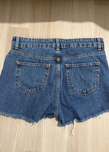 Mavi Düğmeli Kadın Mini Denim Şort - Görsel 2