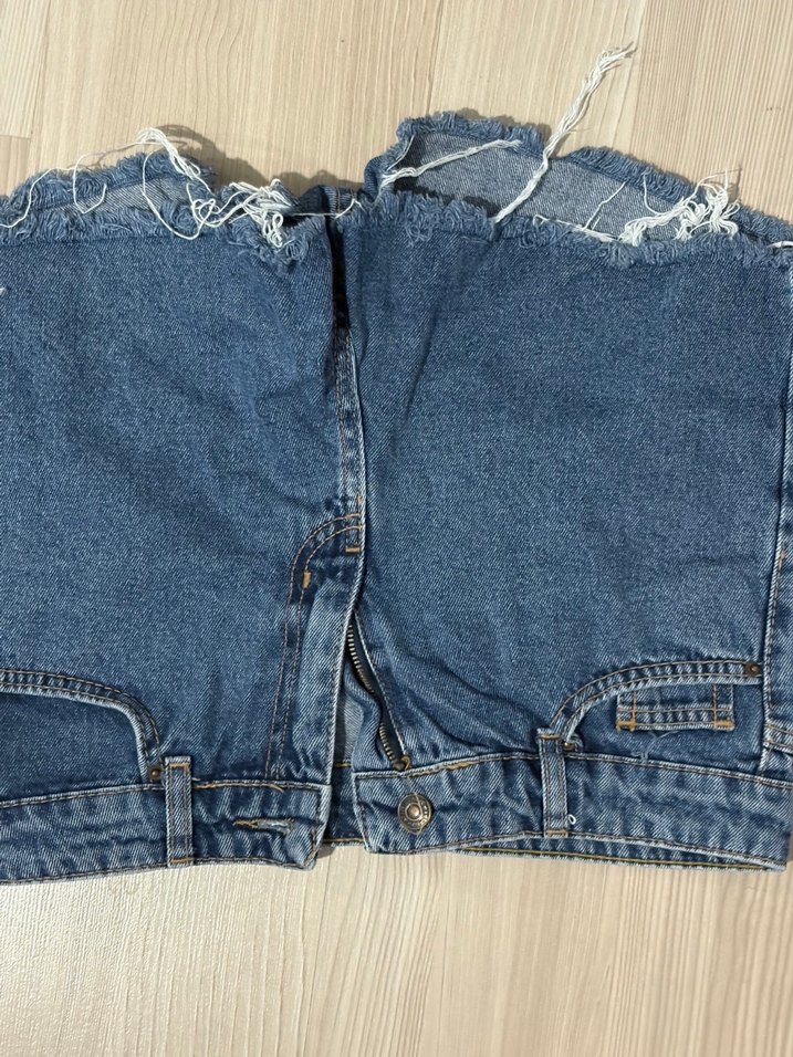 Mavi Düğmeli Kadın Mini Denim Şort - Görsel 3