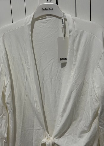 Kadın Beyaz Midi Boy Salaş Uzun Kollu Sabahlık - Görsel 2