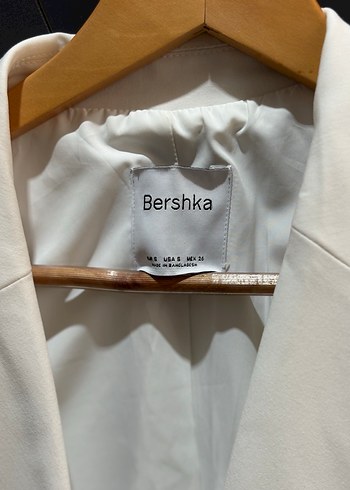 Beyaz Kadın Düğmeli Midi Blazer Ceket - Görsel 3