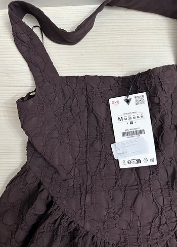 m Beden kahverengi Renk zara dokulu halter elbise
