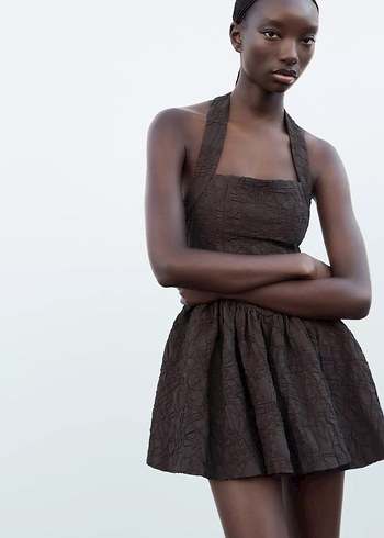 zara dokulu halter elbise