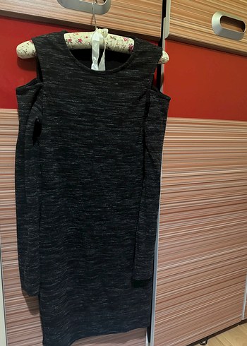 Gri Kesik kol Mini Elbise - Görsel 3