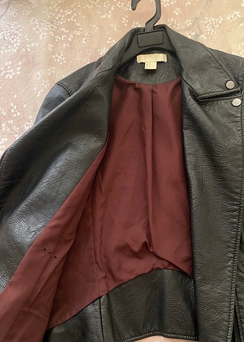 H&M Kadın Siyah Biker Deri Ceket hm
