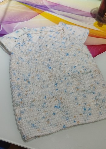 Beyaz Örgü Kolsuz Mini Hırka - Görsel 3