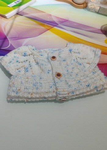 Beyaz Örgü Kolsuz Mini Hırka - Görsel 2