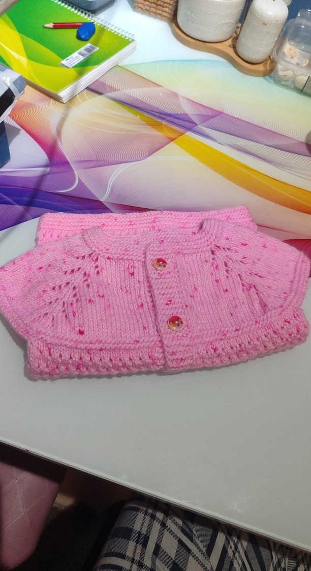 Kız Çocuk Pembe Örgü Kolsuz Hırka - Görsel 2