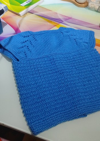 Mavi Erkek Örgü Kolsuz Hırka - Görsel 3