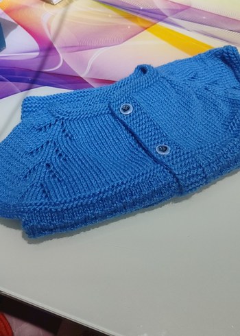 Mavi Erkek Örgü Kolsuz Hırka - Görsel 2