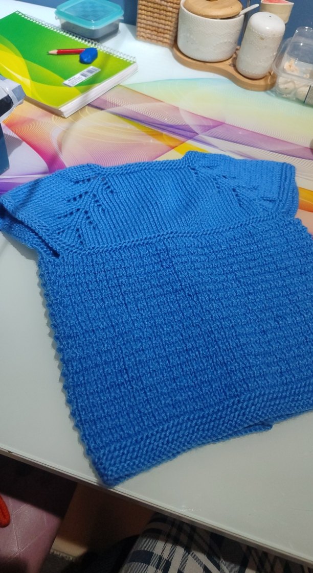 Mavi Erkek Örgü Kolsuz Hırka - Görsel 3