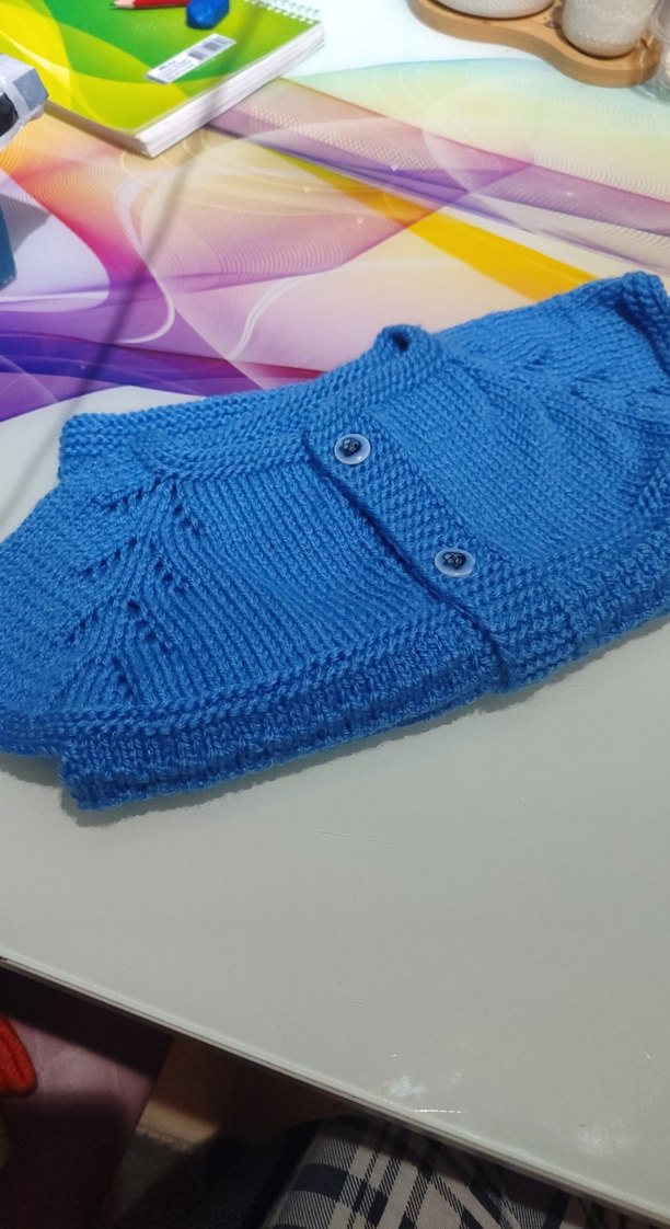 Mavi Erkek Örgü Kolsuz Hırka - Görsel 2