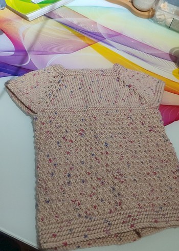 Kız Çocuk Bej Örgü Kolsuz Hırka - Görsel 3