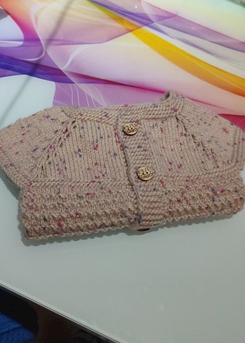 Kız Çocuk Bej Örgü Kolsuz Hırka - Görsel 2